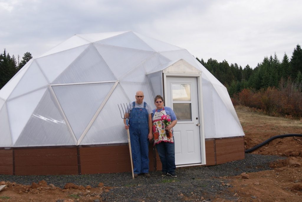 Geodesic Dome Greenhouse - Farmer and Wife - Paula Kohagen Rigby #GeodesicDomeGreenhouse #DomeGreenhouse #GeodesicDomes #GardensAll.com 

