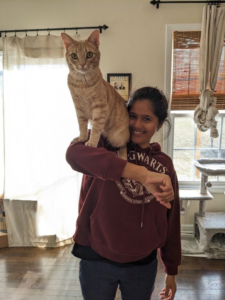 Devani Alderson and her special (rescue) cat, Noodles.