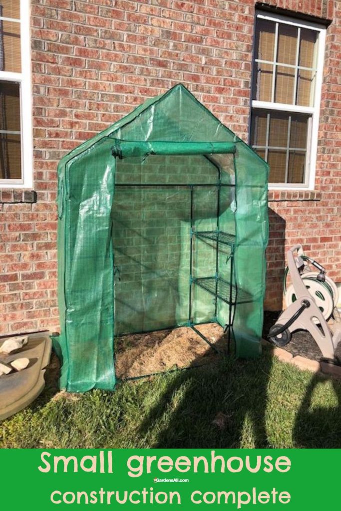 Small greenhouse construction complete. Image by Devani Alderson for GardensAll.com