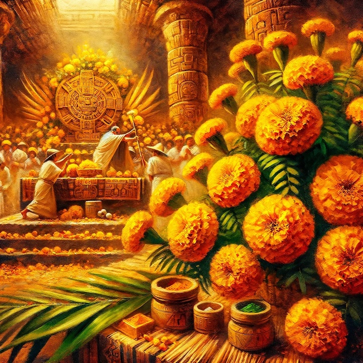 Aztecs used Tagetes marigolds for spiritual significance and medicinal healing.