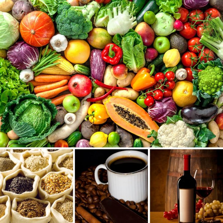 Polyphenols and Flavonoids from fruits, vegetables, grains, chocolate, coffee, wine